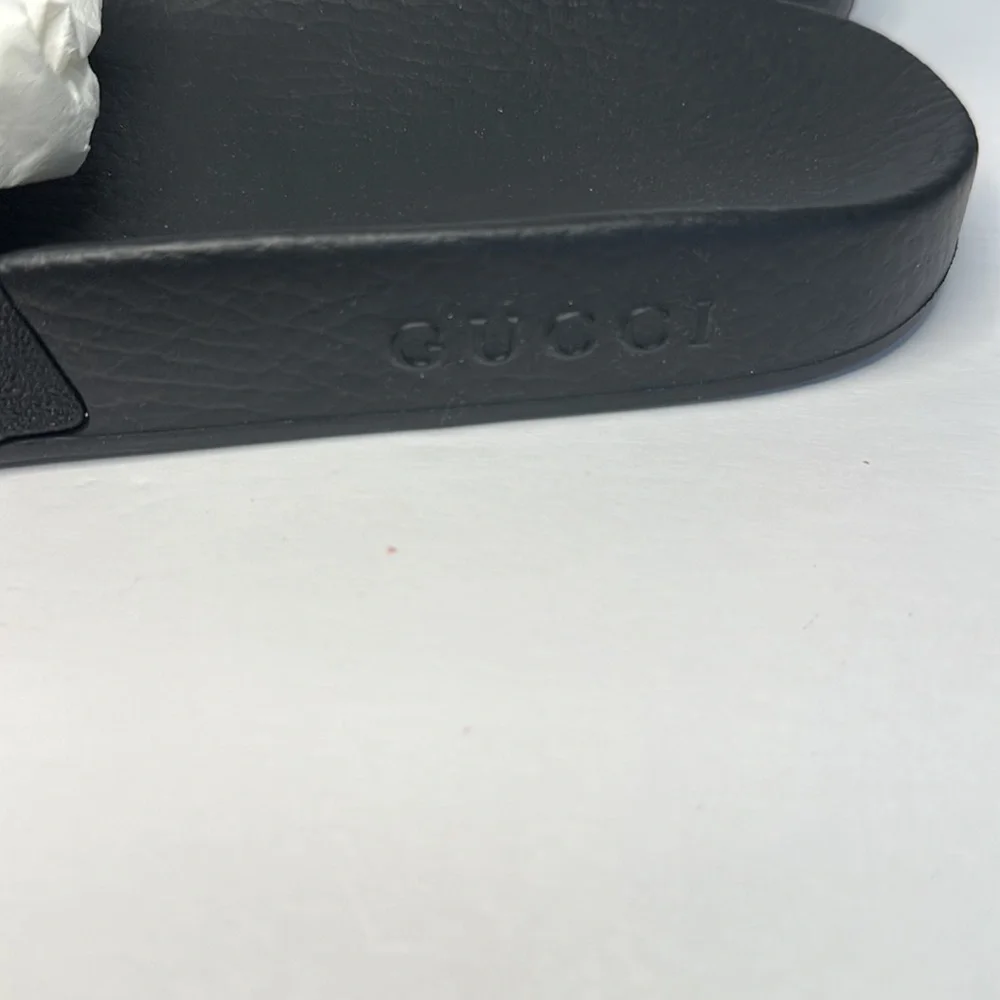 New 💯Authentic GUCCI WEB RUBBER SLIDE IN BLACK/Blue / Red &White Sandals